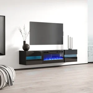 Floating Metro  TV102-243 Black LED with fireplace