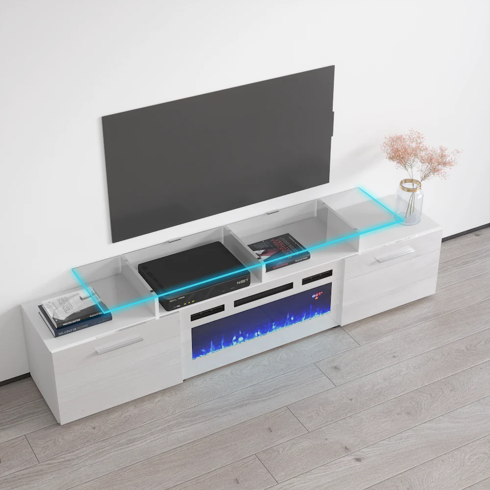 TV802 White with Fireplace - Image 2