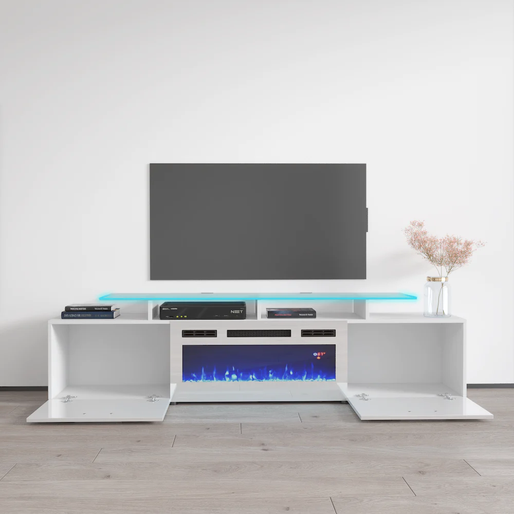 TV802 White with Fireplace - Image 3