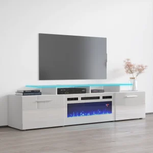 TV802 White with Fireplace