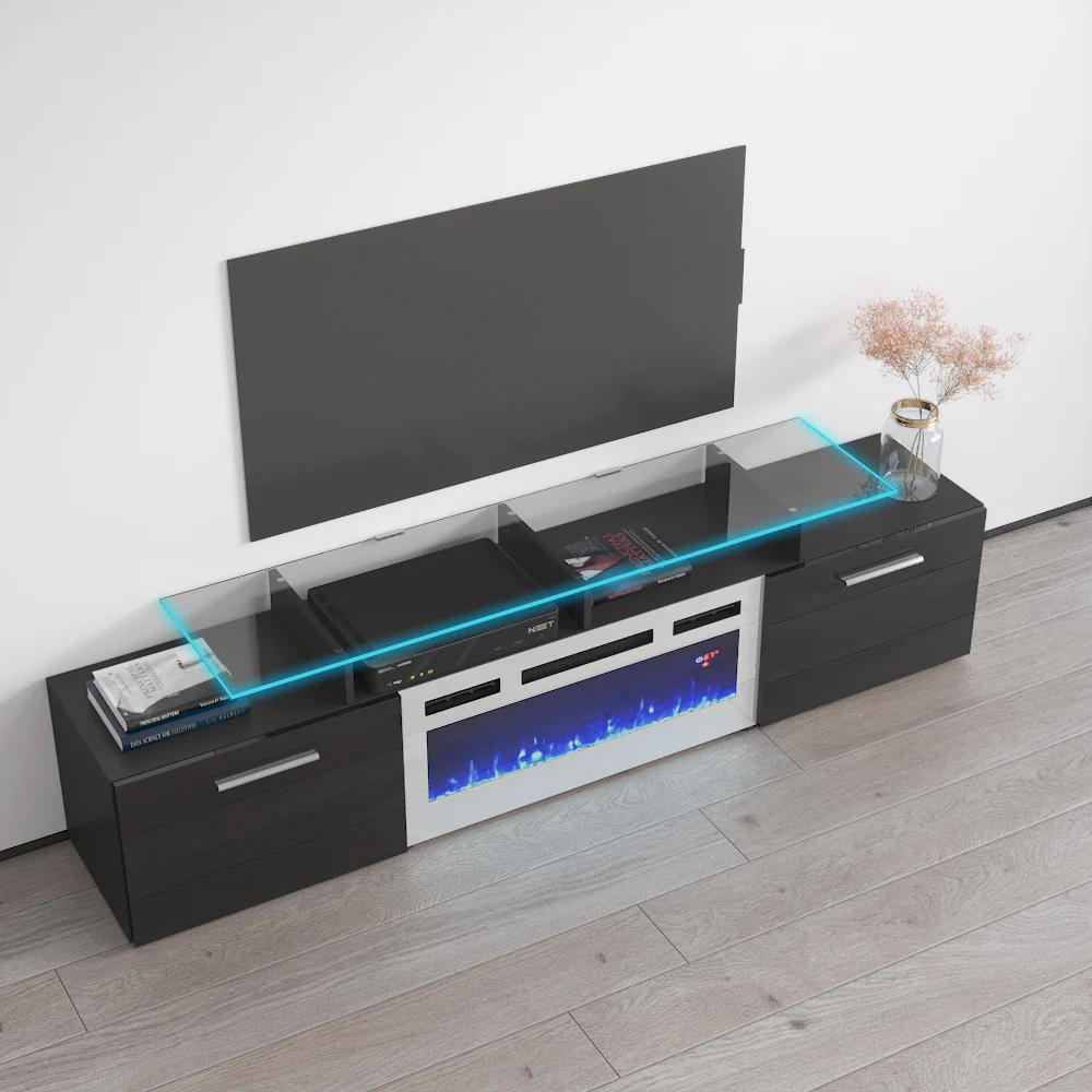 TV802 Black with Fireplace - Image 4