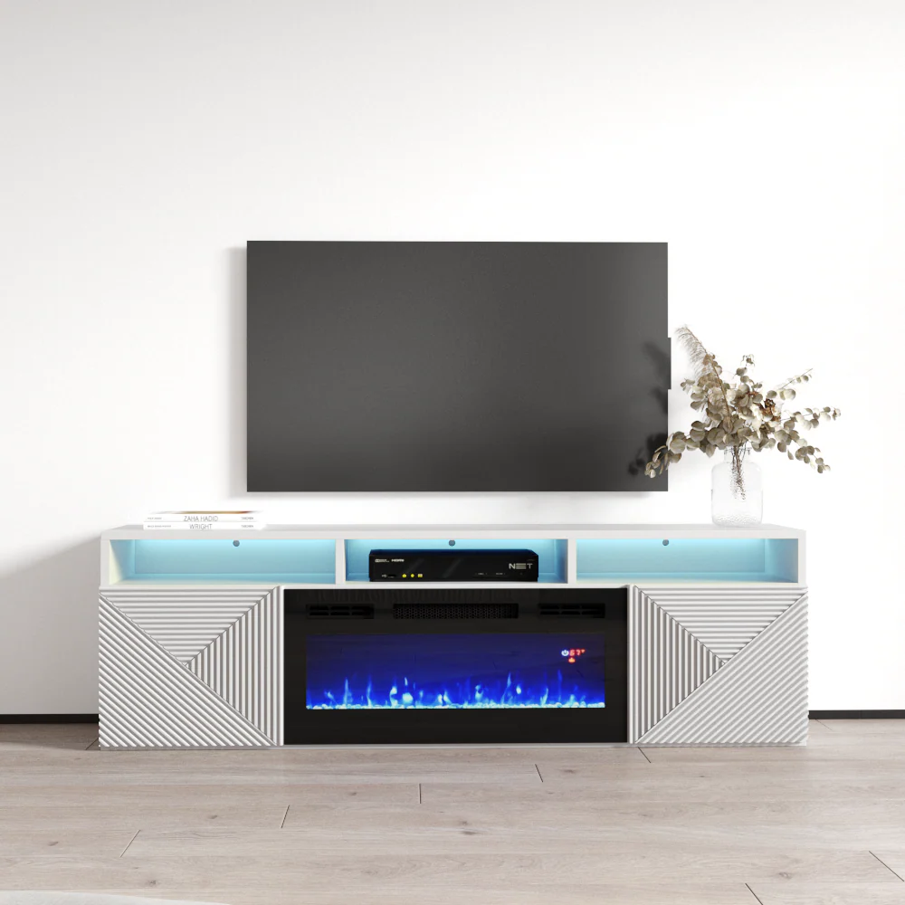 TV1609 White with fireplace Floating - Image 6