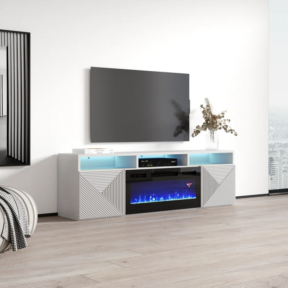 TV1609 White with fireplace Floating - Image 5