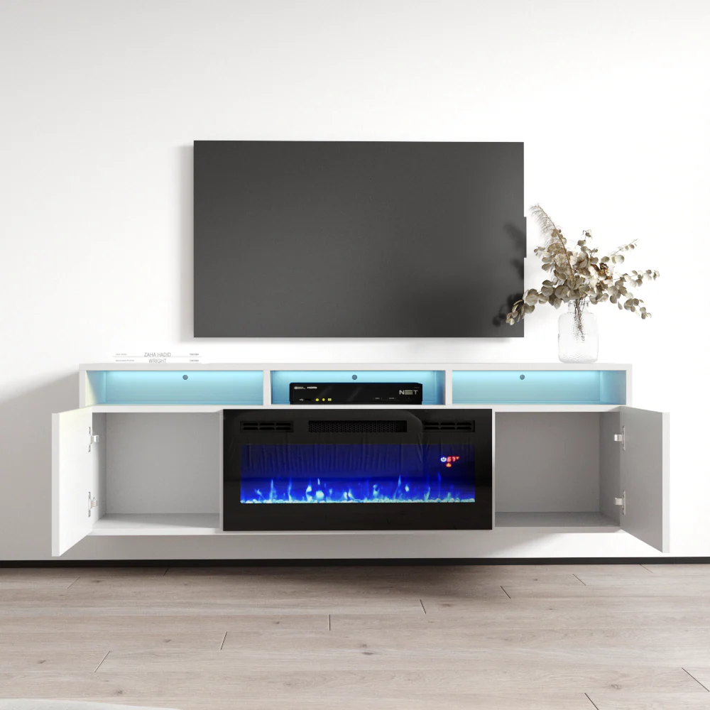 TV1609 White with fireplace Floating - Image 3