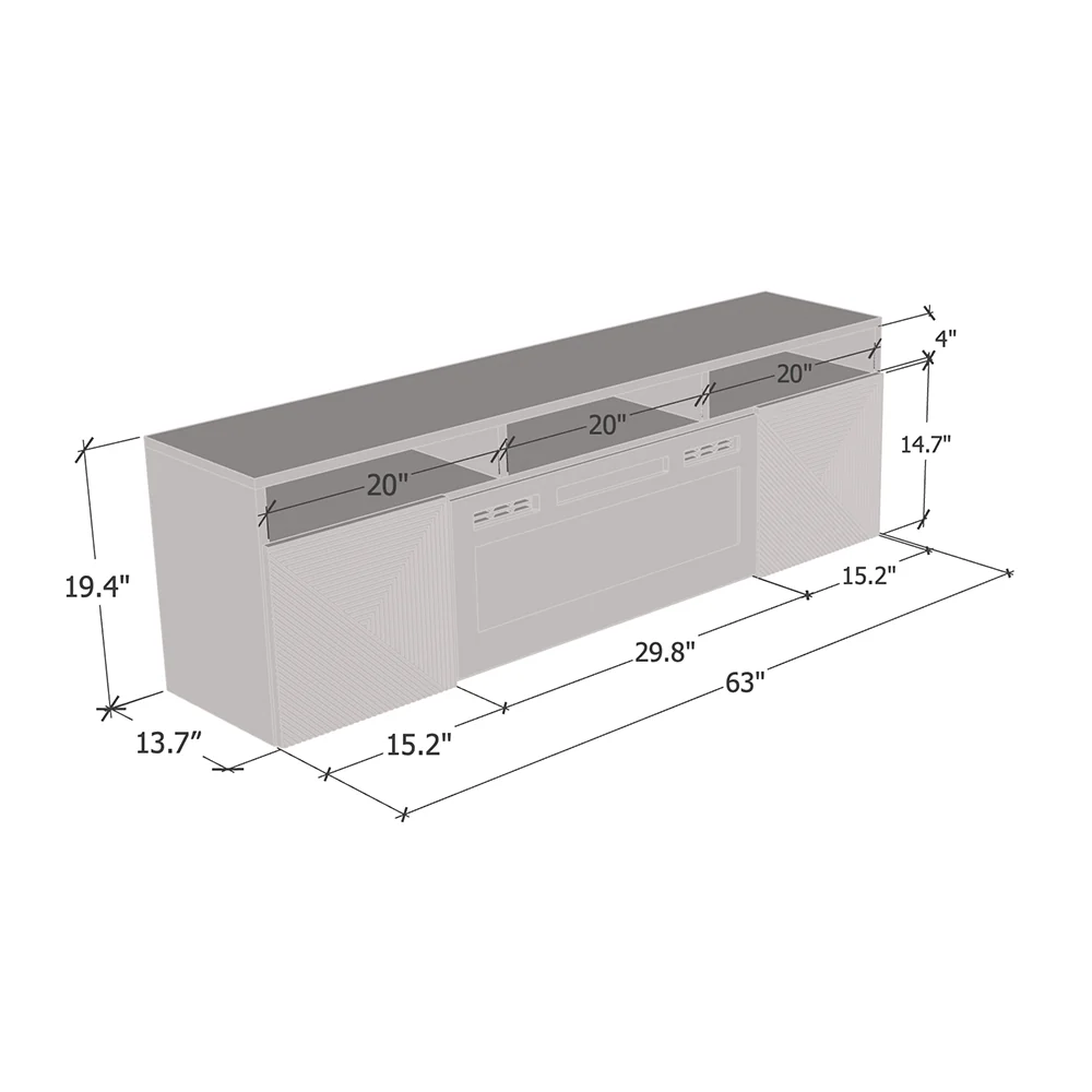 TV1609 White with fireplace Floating - Image 2